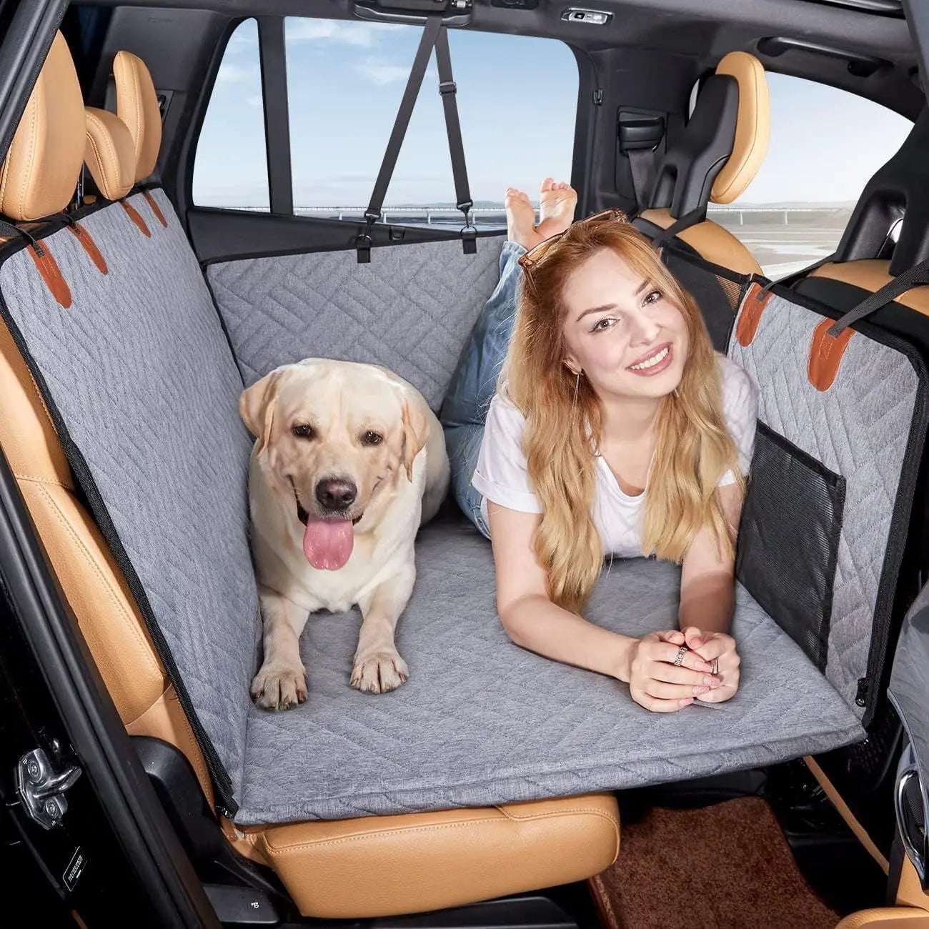 TravelPaws – Protector Extensor de Asiento para Perros con Base Rígida y Diseño Hammock