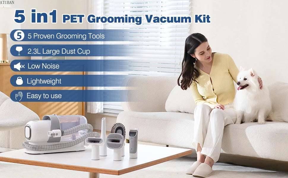 PetVac Pro – Aspiradora y Kit de Aseo 5 en 1 para Mascotas